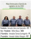 Vereador Ideno José Sperandio é eleito o novo presidente da Câmara de Vereadores de Liberato Salzano.