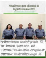 Vereador Ideno José Sperandio é eleito o novo presidente da Câmara de Vereadores de Liberato Salzano.